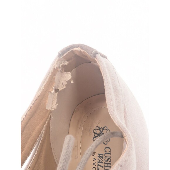 Avon Cushion Walk Vtg Taupe Tan Lace Up High Heels Almond Toe Shoes Size 9 - Picture 5 of 10